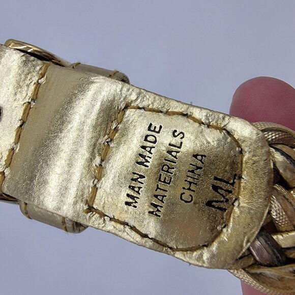 90s‎ Belt Braided Metallic Tri-Metals Gold Silver Copper 37 In Size M-L - Picture 4 of 4